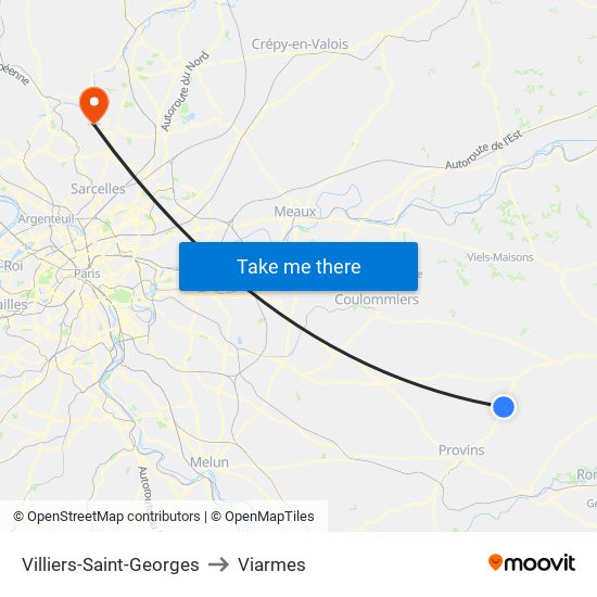 Villiers-Saint-Georges to Viarmes map