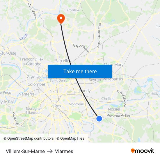 Villiers-Sur-Marne to Viarmes map