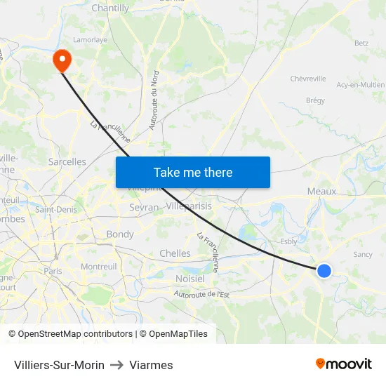 Villiers-Sur-Morin to Viarmes map
