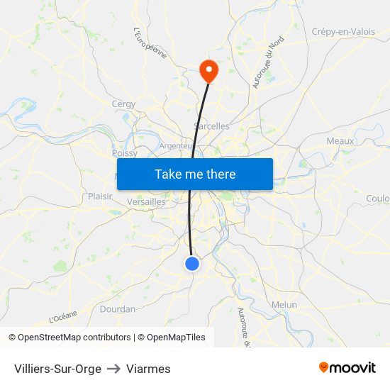 Villiers-Sur-Orge to Viarmes map