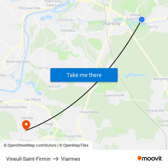 Vineuil-Saint-Firmin to Viarmes map