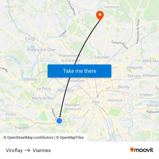 Viroflay to Viarmes map