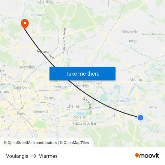 Voulangis to Viarmes map