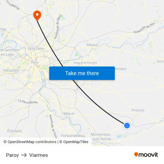 Paroy to Viarmes map
