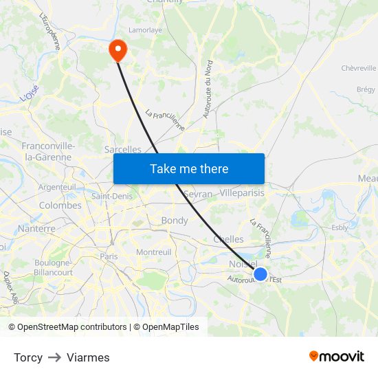 Torcy to Viarmes map