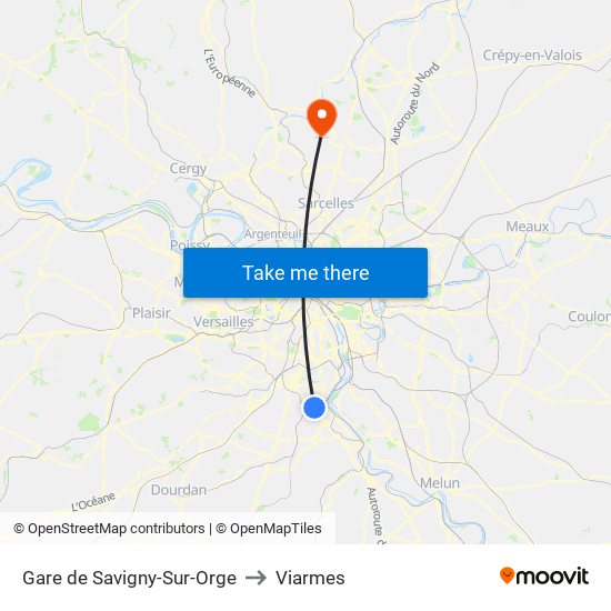 Gare de Savigny-Sur-Orge to Viarmes map