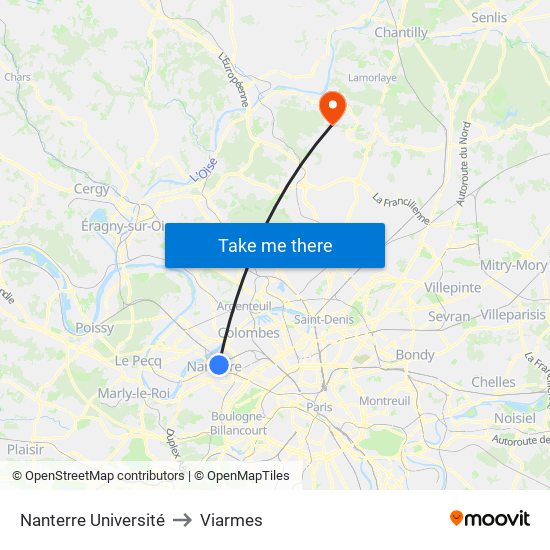 Nanterre Université to Viarmes map