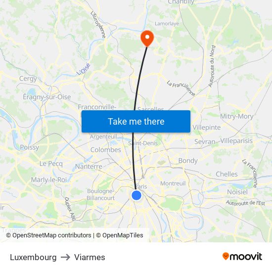 Luxembourg to Viarmes map