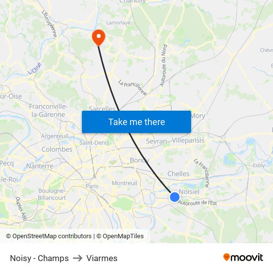 Noisy - Champs to Viarmes map