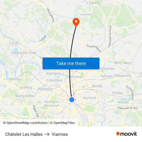 Châtelet Les Halles to Viarmes map