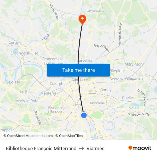 Bibliothèque François Mitterrand to Viarmes map