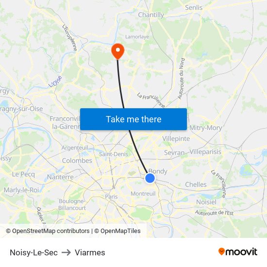 Noisy-Le-Sec to Viarmes map