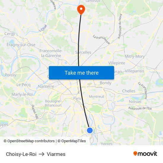 Choisy-Le-Roi to Viarmes map
