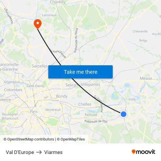 Val D'Europe to Viarmes map