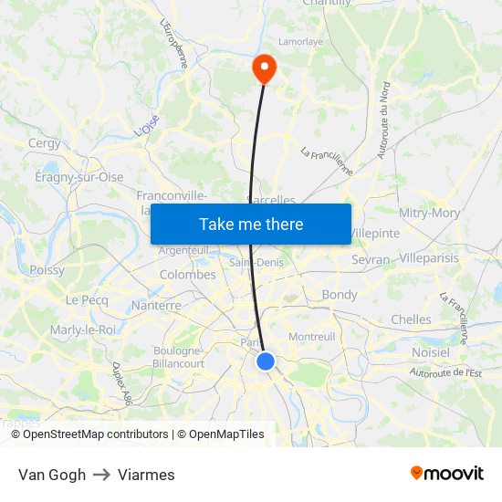 Van Gogh to Viarmes map