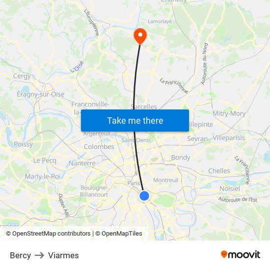 Bercy to Viarmes map