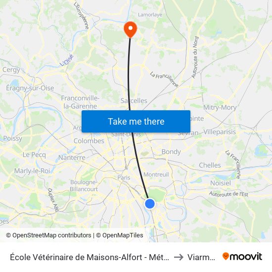 École Vétérinaire de Maisons-Alfort - Métro to Viarmes map