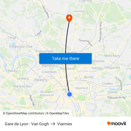 Gare de Lyon - Van Gogh to Viarmes map