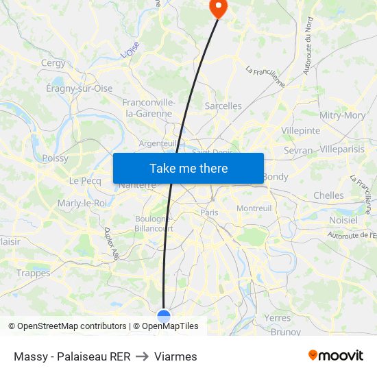 Massy - Palaiseau RER to Viarmes map