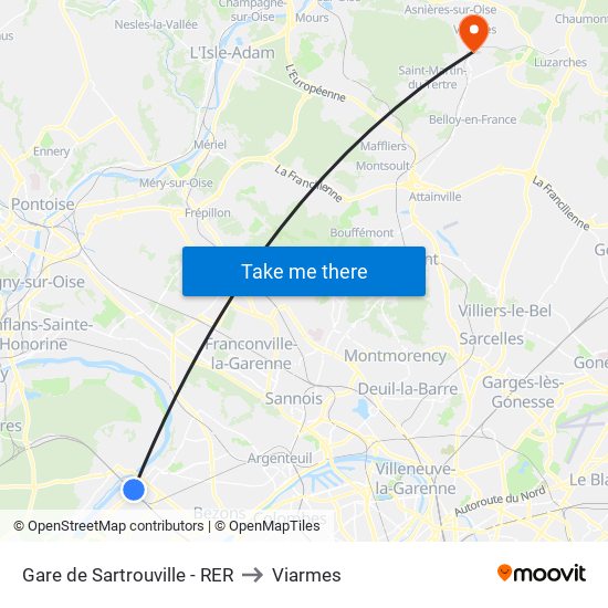 Gare de Sartrouville - RER to Viarmes map