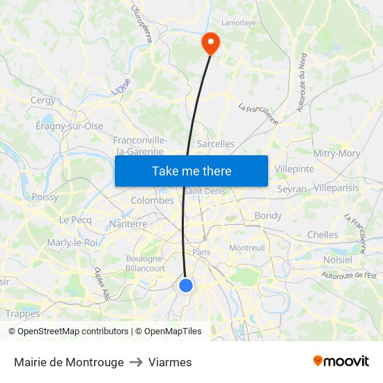 Mairie de Montrouge to Viarmes map