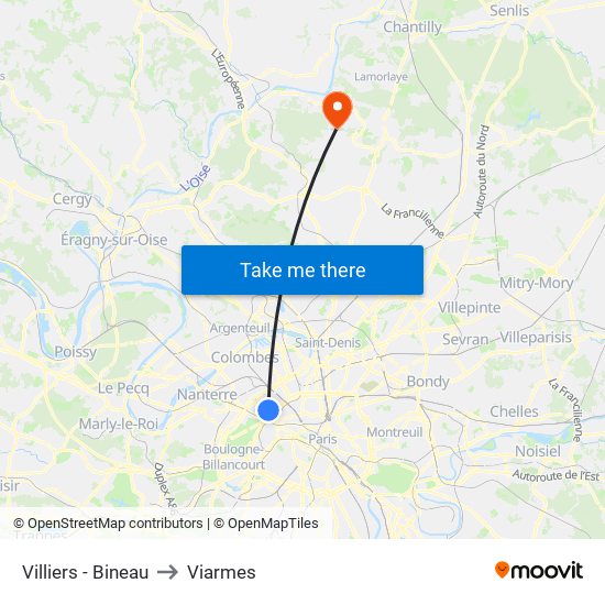 Villiers - Bineau to Viarmes map