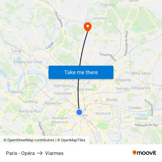 Paris - Opéra to Viarmes map