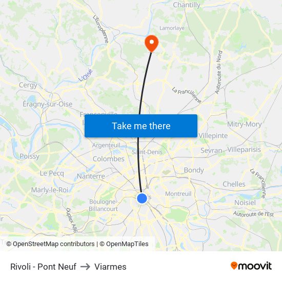 Rivoli - Pont Neuf to Viarmes map