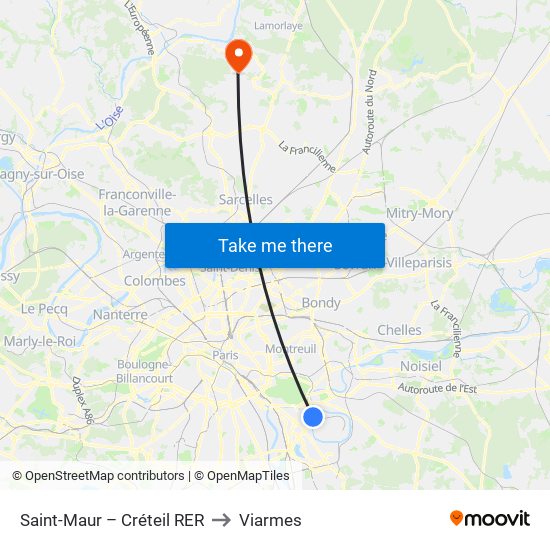 Saint-Maur – Créteil RER to Viarmes map