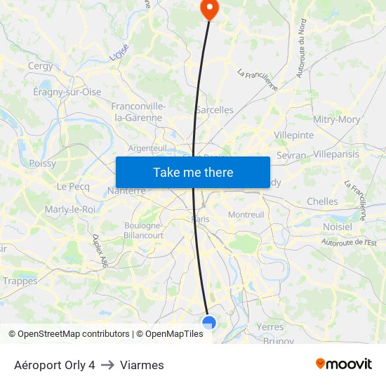 Aéroport Orly 4 to Viarmes map