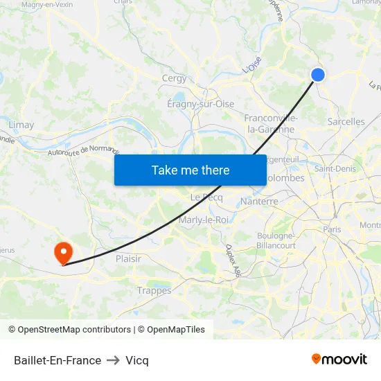 Baillet-En-France to Vicq map