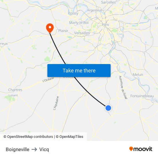 Boigneville to Vicq map