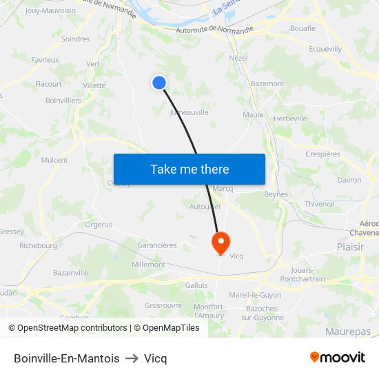 Boinville-En-Mantois to Vicq map
