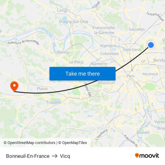 Bonneuil-En-France to Vicq map