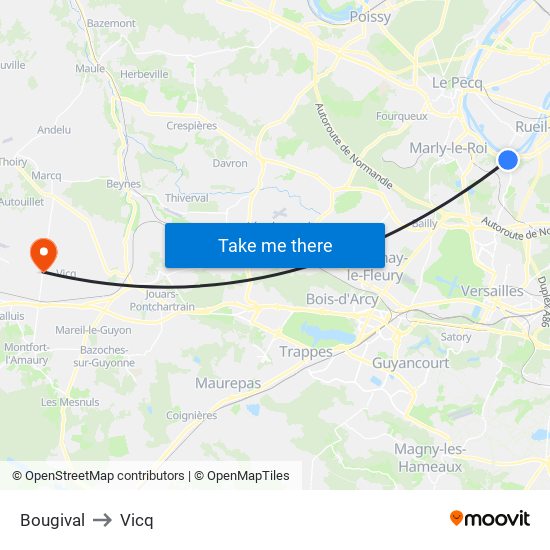 Bougival to Vicq map