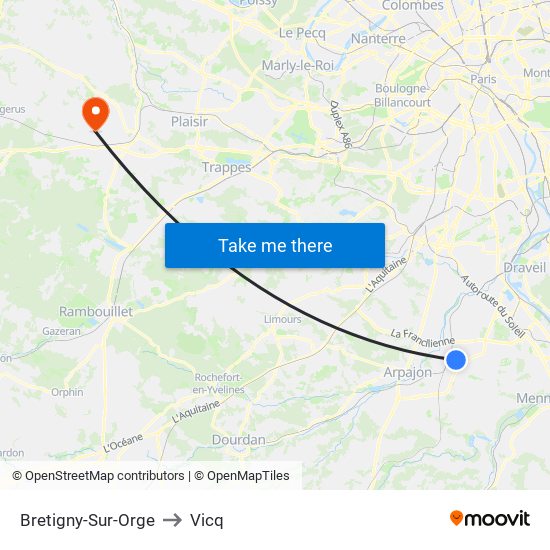 Bretigny-Sur-Orge to Vicq map