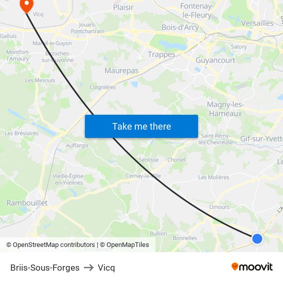 Briis-Sous-Forges to Vicq map