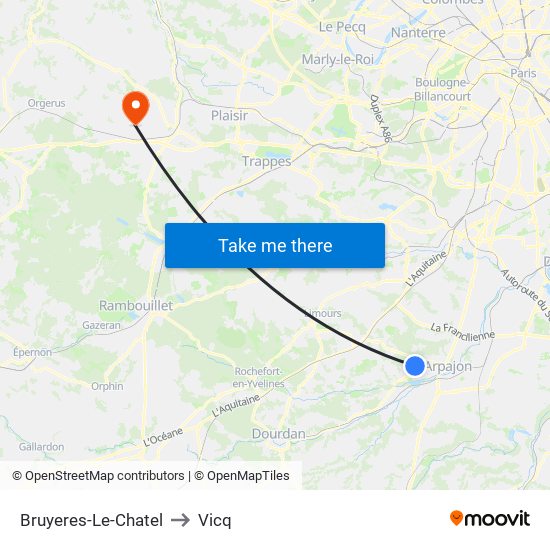 Bruyeres-Le-Chatel to Vicq map