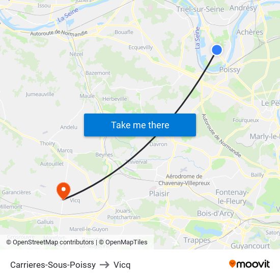 Carrieres-Sous-Poissy to Vicq map