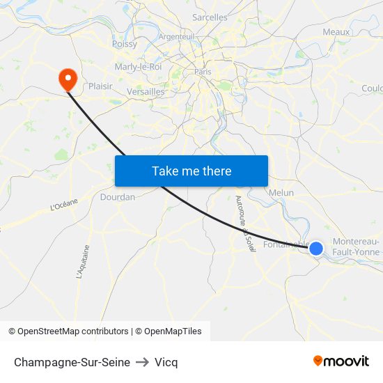 Champagne-Sur-Seine to Vicq map