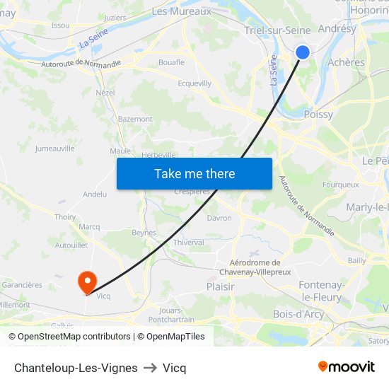 Chanteloup-Les-Vignes to Vicq map