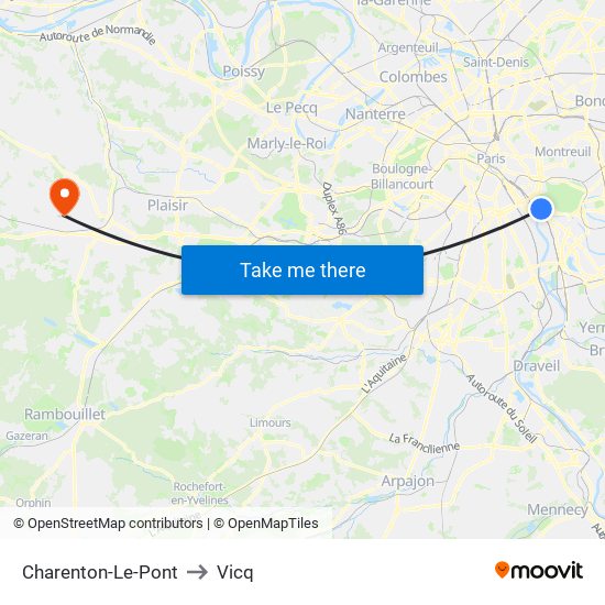 Charenton-Le-Pont to Vicq map