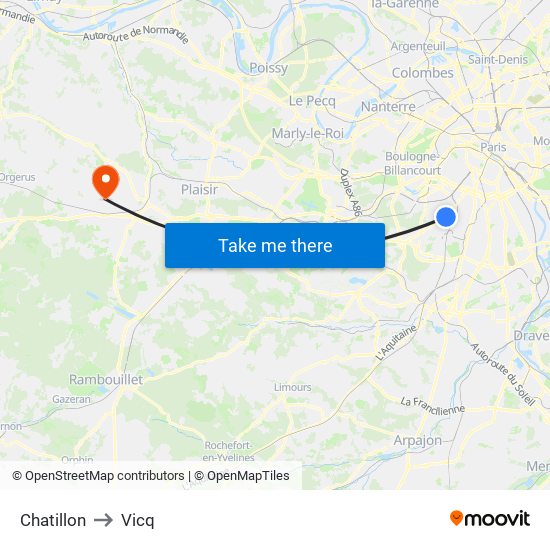 Chatillon to Vicq map