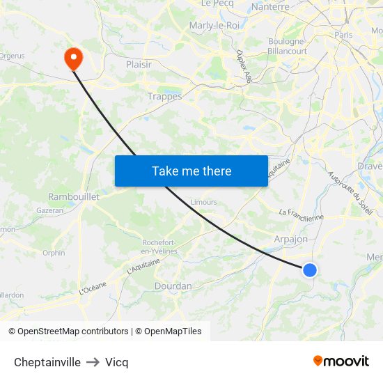 Cheptainville to Vicq map