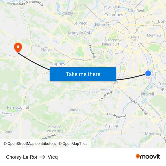 Choisy-Le-Roi to Vicq map