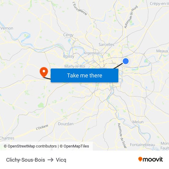 Clichy-Sous-Bois to Vicq map