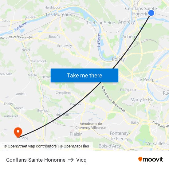 Conflans-Sainte-Honorine to Vicq map