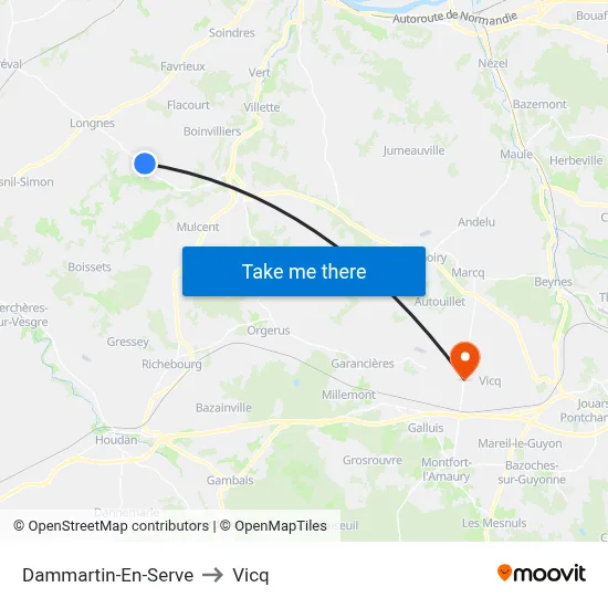 Dammartin-En-Serve to Vicq map