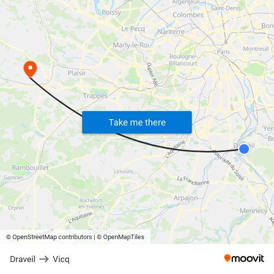 Draveil to Vicq map