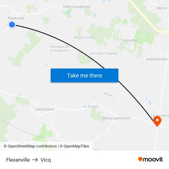 Flexanville to Vicq map